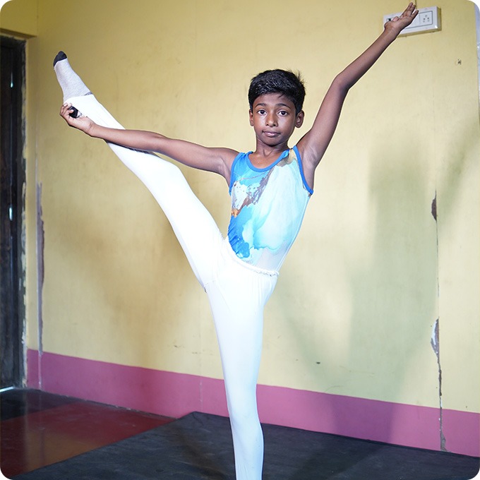 Gymnast performing leg extension